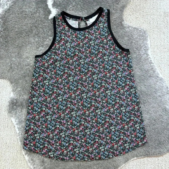 LOFT Floral Rib Trim Mixed Media Tank - Picture 6 of 12